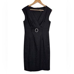 Dress Barn Black Silver Sparkle Midi Dress Size 10